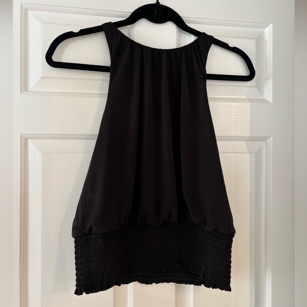 Express Blouse - Black - High Neck with Drop Waist - M - NWOT